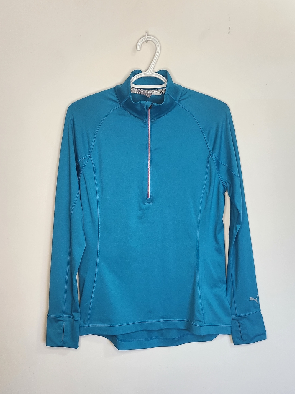 Puma Women's Teal Half-Zip Long Sleeve top